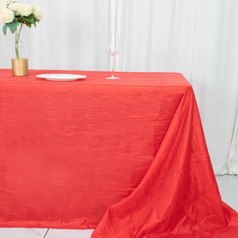 90" x 156" Accordion Metallic Crinkled Taffeta Rectangular Tablecloth