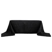 90" x 156" Accordion Metallic Crinkled Taffeta Rectangular Tablecloth TAB_ACRNK_90156_BLK