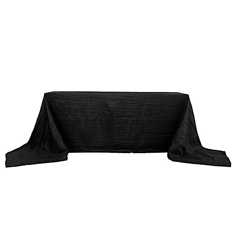 90" x 156" Accordion Metallic Crinkled Taffeta Rectangular Tablecloth TAB_ACRNK_90156_BLK