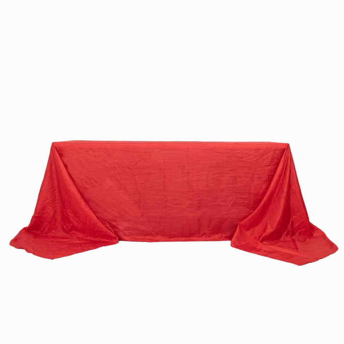 90" x 156" Accordion Metallic Crinkled Taffeta Rectangular Tablecloth TAB_ACRNK_90156_RED