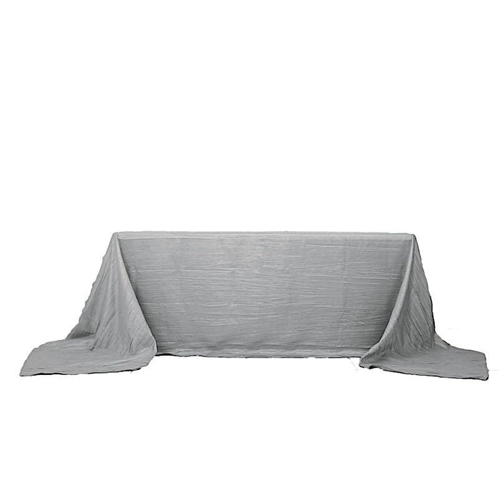 90" x 156" Accordion Metallic Crinkled Taffeta Rectangular Tablecloth TAB_ACRNK_90156_SILV