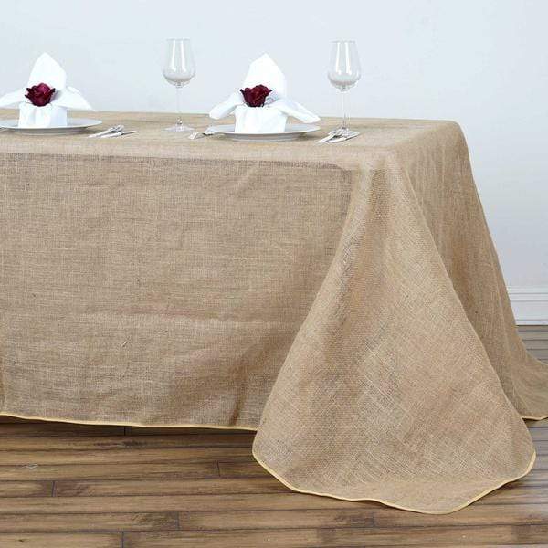 90" x 156" Burlap Rectangular Tablecloth - Natural