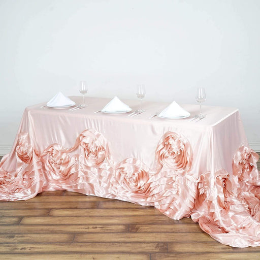90" x 156" Large Roses Lamour Satin Rectangular Tablecloth TAB_73_90156_046