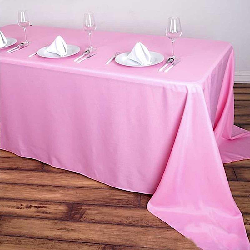 90" x 156" Polyester Rectangular Tablecloth TAB_90156_PINK_POLY