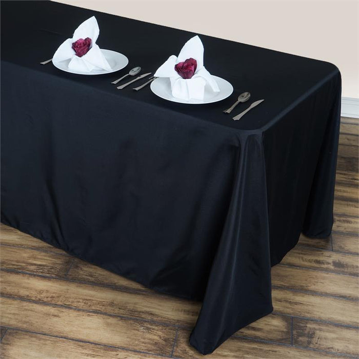 90" x 156" Polyester Tablecloth with Rounded Corners TAB_90156RR_BLK_POLY