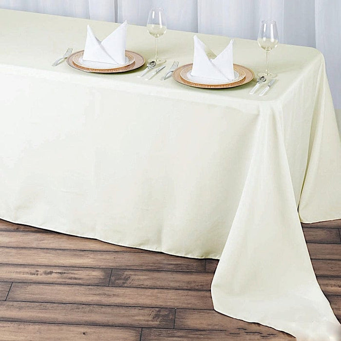 90" x 156" Premium Polyester Rectangular Tablecloth TAB_90156_IVR_PRM