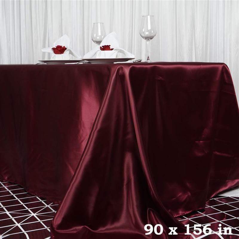 90" x 156" Satin Rectangular Tablecloth TAB_STN_90156_BURG