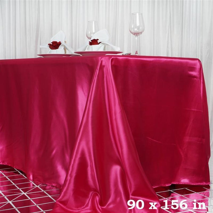 90" x 156" Satin Rectangular Tablecloth TAB_STN_90156_FUSH