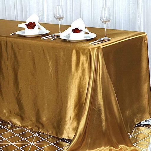 90" x 156" Satin Rectangular Tablecloth TAB_STN_90156_GOLD