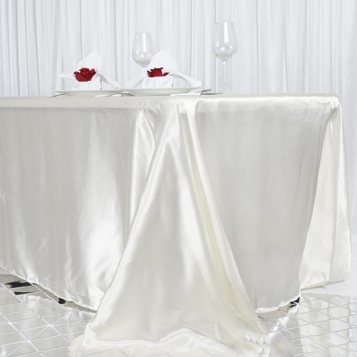 90" x 156" Satin Rectangular Tablecloth TAB_STN_90156_IVR