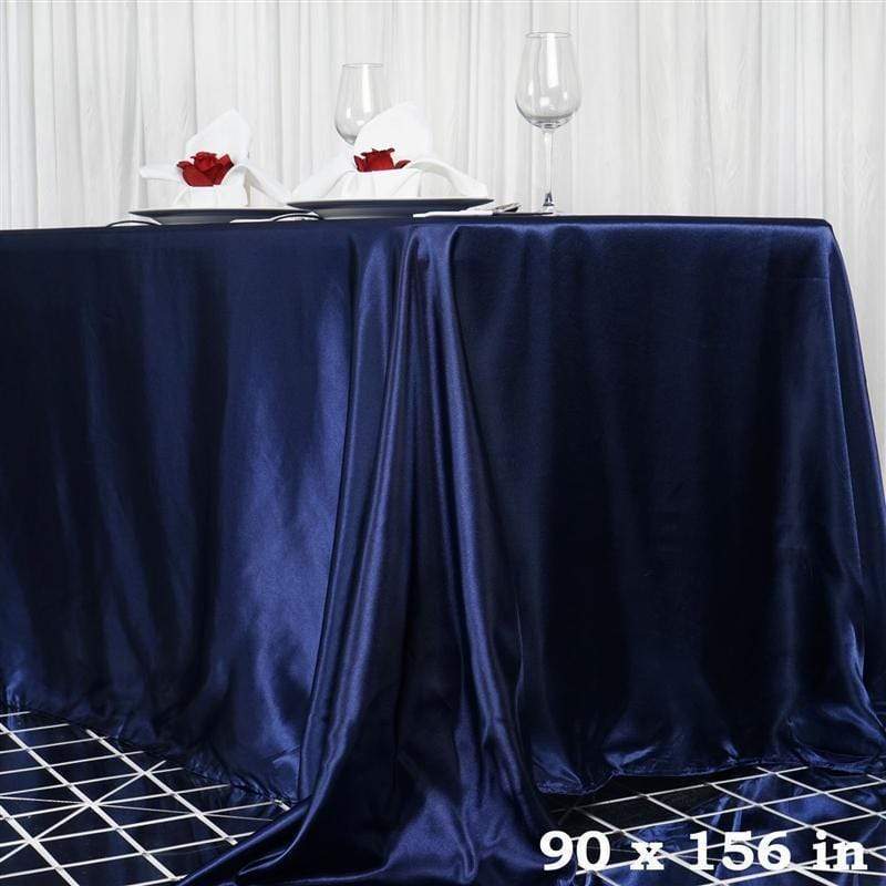 90" x 156" Satin Rectangular Tablecloth TAB_STN_90156_NAVY