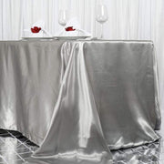 90" x 156" Satin Rectangular Tablecloth TAB_STN_90156_SILV