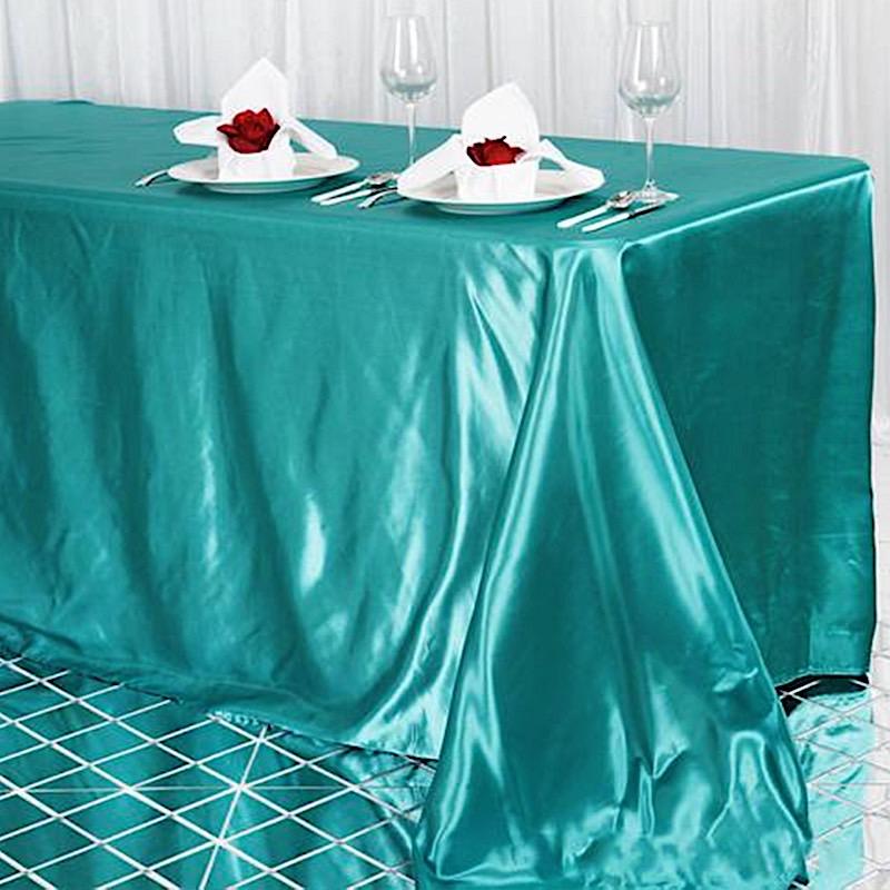 90" x 156" Satin Rectangular Tablecloth TAB_STN_90156_TURQ