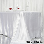 90" x 156" Satin Rectangular Tablecloth TAB_STN_90156_WHT