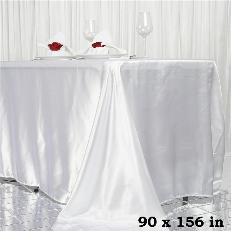 90" x 156" Satin Rectangular Tablecloth TAB_STN_90156_WHT