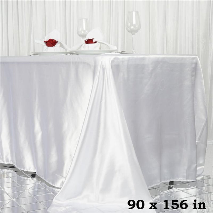 90" x 156" Satin Rectangular Tablecloth TAB_STN_90156_WHT