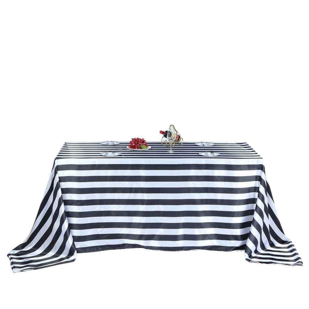 90 x 156 inches Satin Stripes Rectangle Tablecloths
