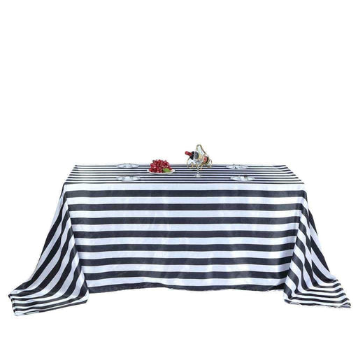 90" x 156" Satin Stripes Rectangular Tablecloth TAB_15_90156_BLK