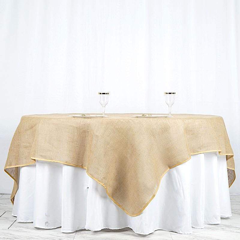 90" x 90" Burlap Table Overlay - Natural LAY90_JUTE_NAT