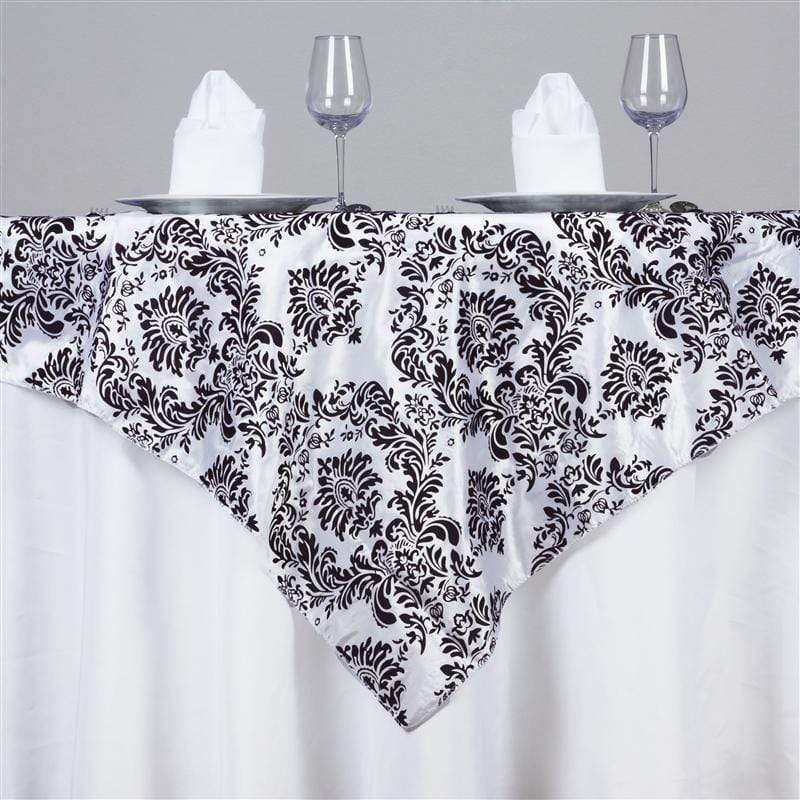 90" x 90" Damask Flocking Table Top Overlay