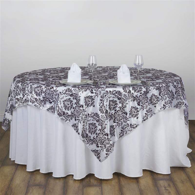 90" x 90" Damask Flocking Table Top Overlay LAY90_FLK_CHOC