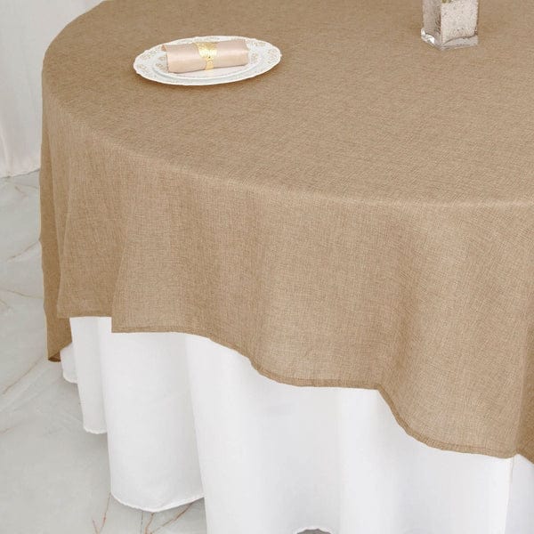90" x 90" Faux Burlap Table Overlay - Natural LAY90_JUTE03_NAT
