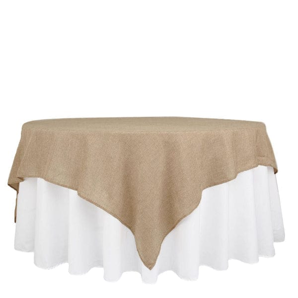 90" x 90" Faux Burlap Table Overlay - Natural LAY90_JUTE03_NAT