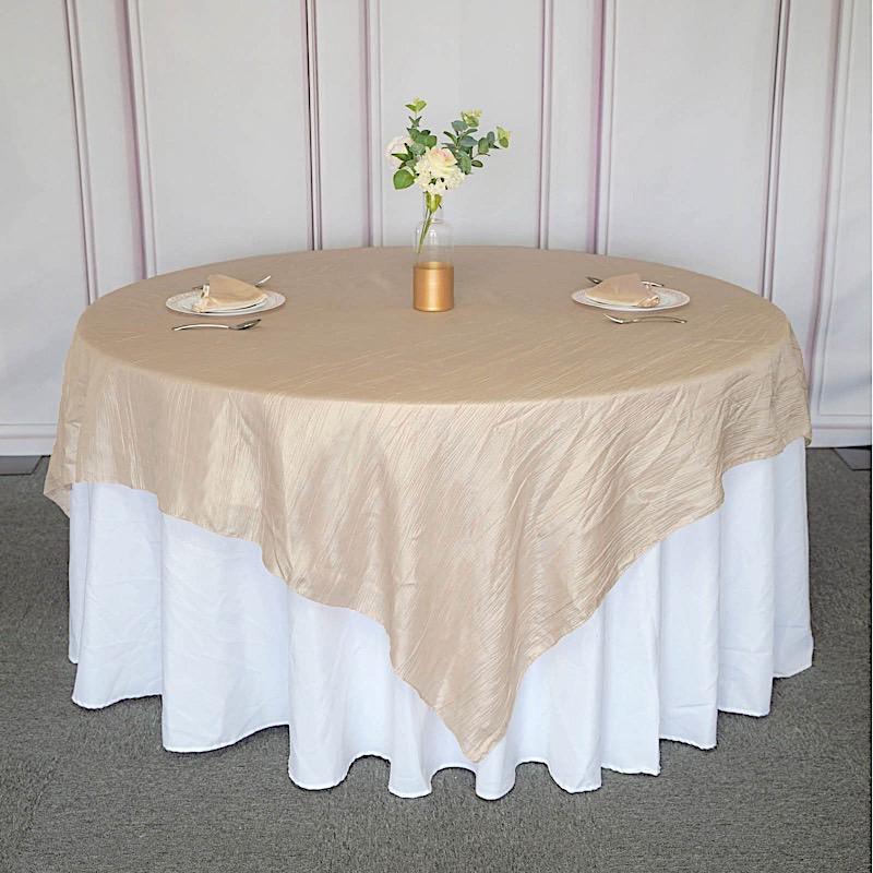 90" x 90" Metallic Crinkled Taffeta Table Overlay