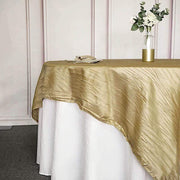 90" x 90" Metallic Crinkled Taffeta Table Overlay
