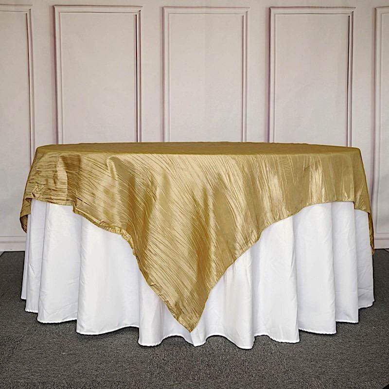 90" x 90" Metallic Crinkled Taffeta Table Overlay