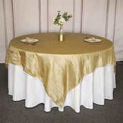 90" x 90" Metallic Crinkled Taffeta Table Overlay