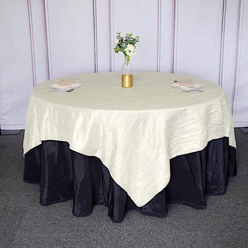 90" x 90" Metallic Crinkled Taffeta Table Overlay
