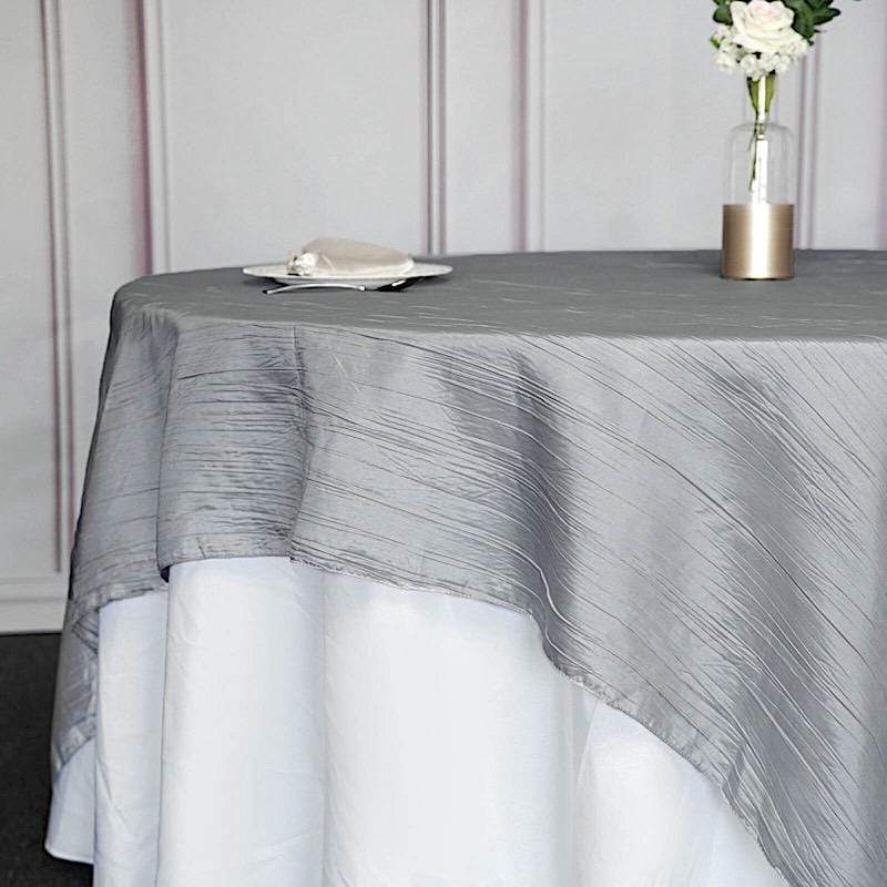 90" x 90" Metallic Crinkled Taffeta Table Overlay