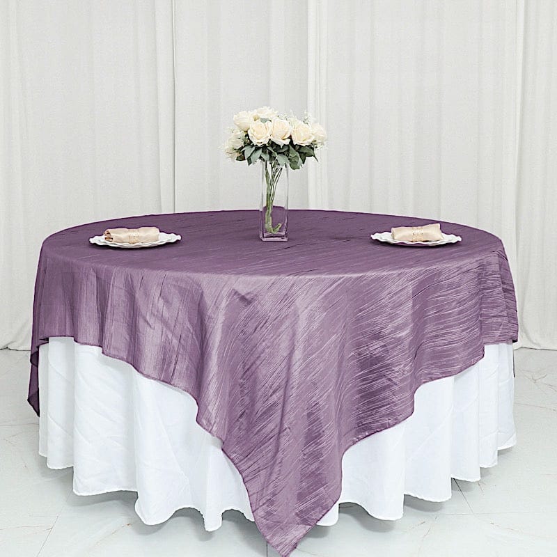 90" x 90" Metallic Crinkled Taffeta Table Overlay