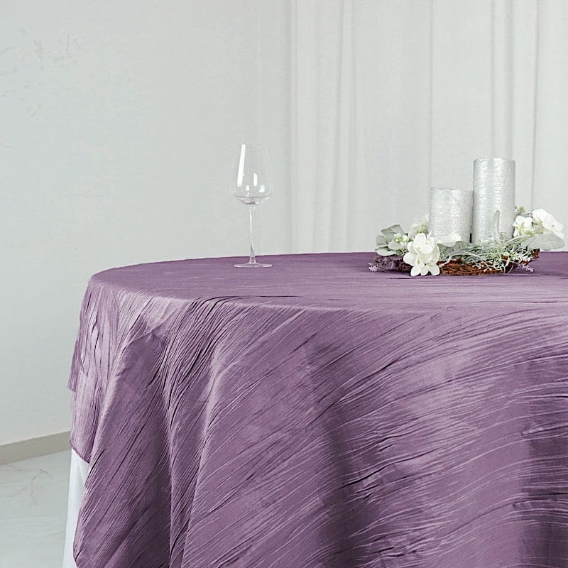 90" x 90" Metallic Crinkled Taffeta Table Overlay