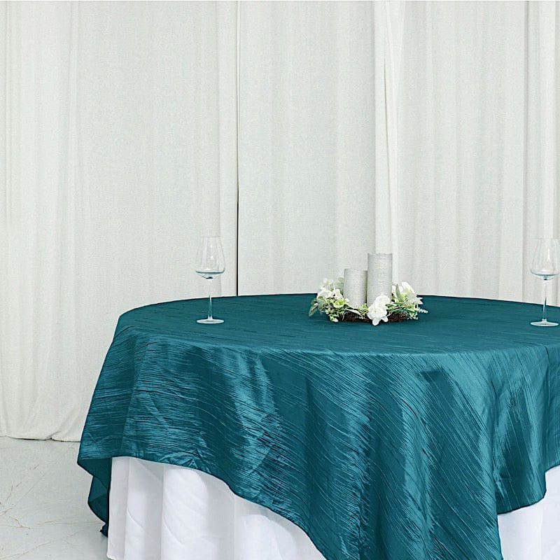 90" x 90" Metallic Crinkled Taffeta Table Overlay