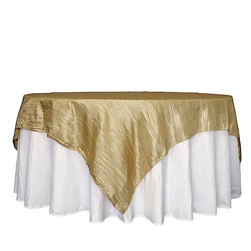 90" x 90" Metallic Crinkled Taffeta Table Overlay LAY90_ACRNK_GOLD