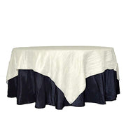 90" x 90" Metallic Crinkled Taffeta Table Overlay LAY90_ACRNK_IVR