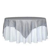 90" x 90" Metallic Crinkled Taffeta Table Overlay LAY90_ACRNK_SILV