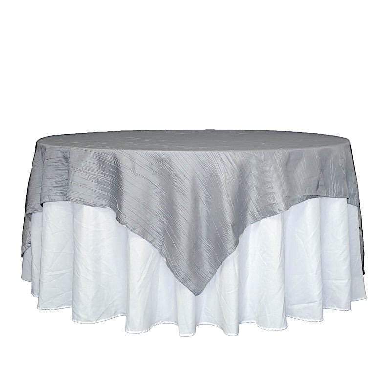 90" x 90" Metallic Crinkled Taffeta Table Overlay LAY90_ACRNK_SILV