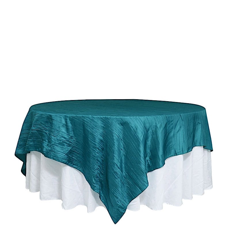 90" x 90" Metallic Crinkled Taffeta Table Overlay LAY90_ACRNK_TEAL