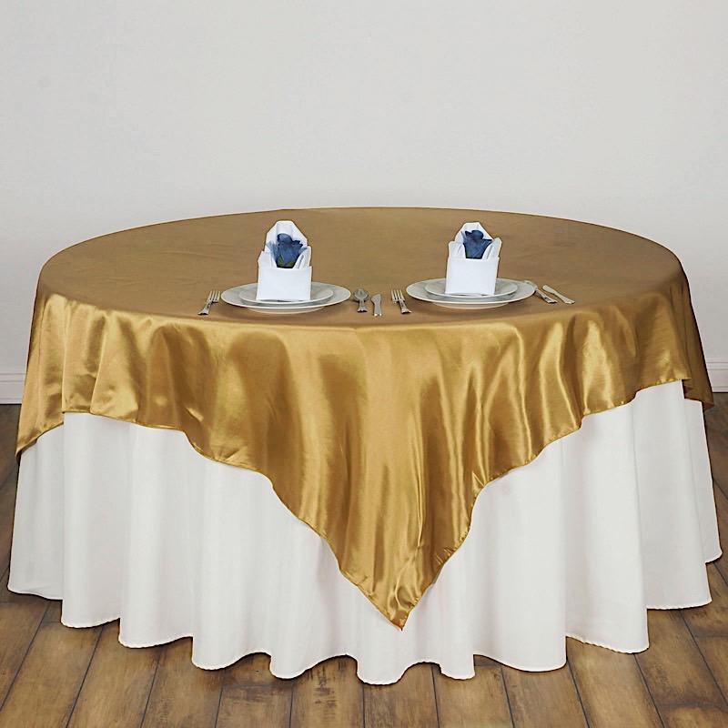 90" x 90" Satin Table Overlay LAY90_STN_GOLD