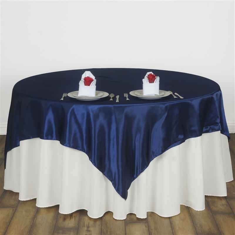 90" x 90" Satin Table Overlay LAY90_STN_NAVY