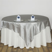 90" x 90" Satin Table Overlay LAY90_STN_SILV