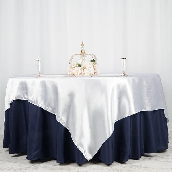 90" x 90" Satin Table Overlay LAY90_STN_WHT