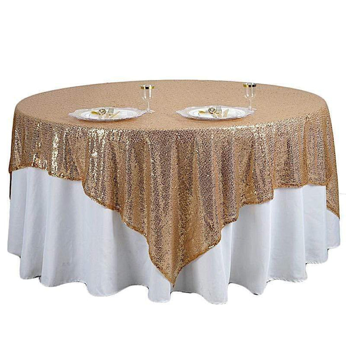 90" x 90" Sequined Table Overlay LAY90_02_GOLD