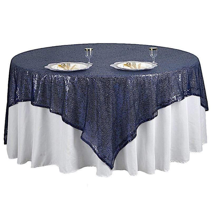 90" x 90" Sequined Table Overlay LAY90_02_NAVY
