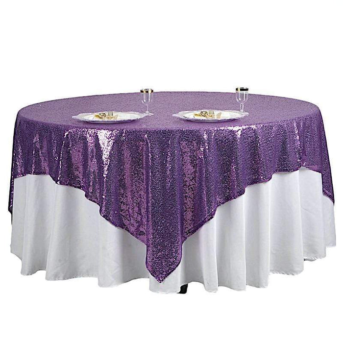 90" x 90" Sequined Table Overlay LAY90_02_PURP