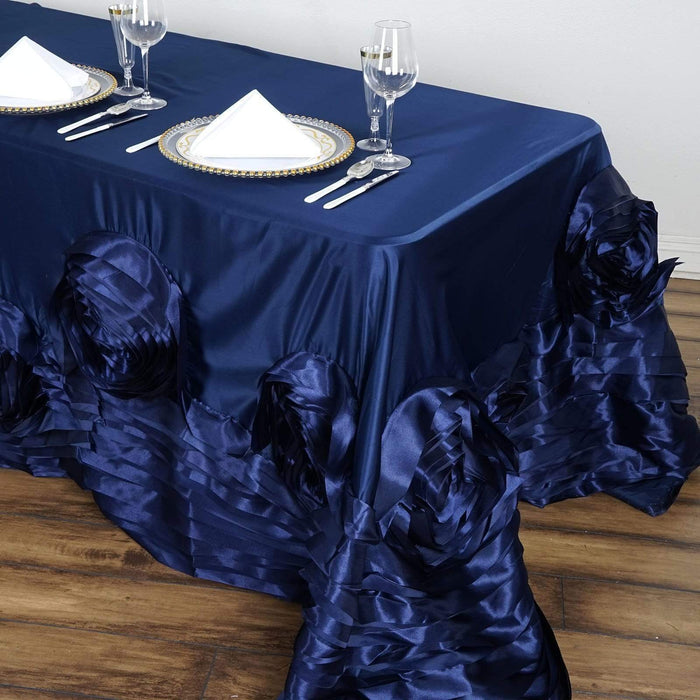 90"x132" Large Roses Lamour Satin Rectangular Tablecloth