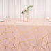 90"x132" Polyester Rectangular Tablecloth with Metallic Geometric Pattern - Dusty Rose with Gold TAB_FOIL_90132_080_G